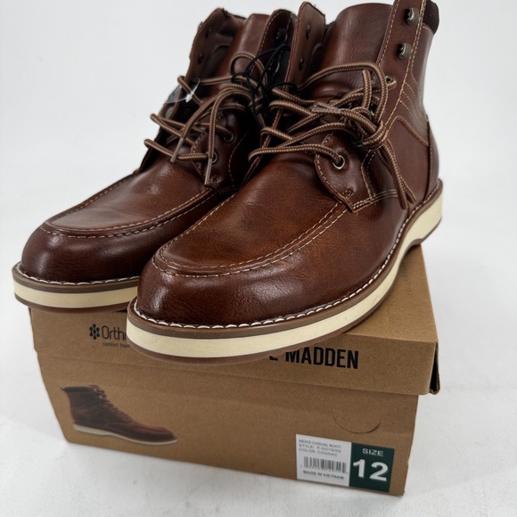 NEW Steve Madden Doyers Casual Boots MENS Cognac Lace Up Side Zip SIZE 12 main image 8